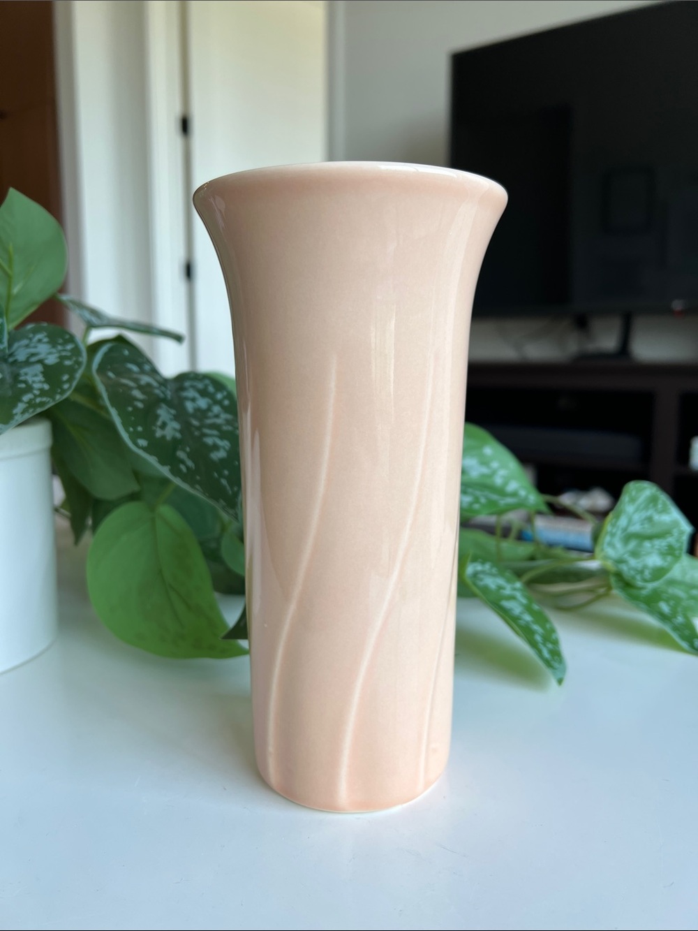 Vintage Peach Pfaltzgraff USA Vase Decor - Picture 2 of 11